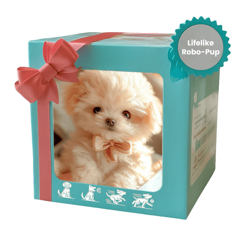 Happy little girl hugging her interactive Froplay ZoomerPup robot dog toy